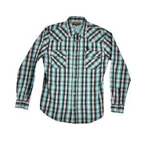 Cody James 'Saddle Ranch' Button Up Long Sleeve Premium Western Shirt Large Blue
